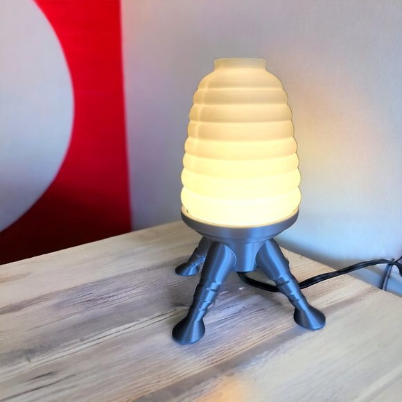 Space Age Mid Century Modern Hive Lamp LED Bulb Retro Style 60s 70s Silver - Picture 3 of 7